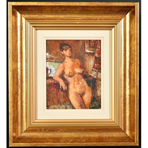 1390 - Gabor Miklossy (1912-1998), a study of a female nude, oil on board, 7