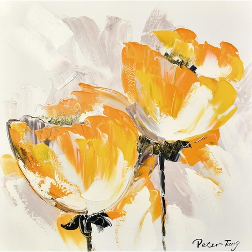 1400 - Peter Tang (20th Century), a study of yellow flowers, acrylic on canvas, signed, 31.5