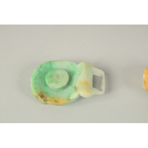 108 - TWO FINE CHINESE CARVED JADE INTERLOCKING BELT HOOK PIECES, each piece 6cm wide, (2).