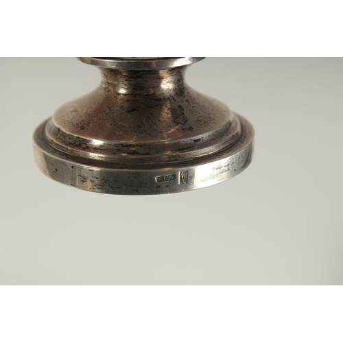 110 - A PAIR OF CHINESE SILVER HUNTING RIFLE FOOTED CUPS, hallmarks to the foot rim, 14.5cm high.