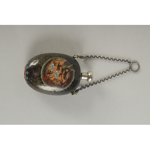 112 - A VERY FINE CLOISONNE ENAMEL DRAGON AND PHOENIX SNUFF BOTTLE, with intricate wirework dragon and pho... 