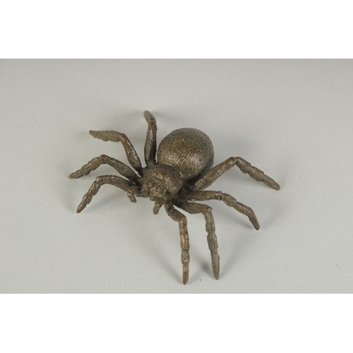 69 - A JAPANESE BRONZE OKIMONO OF A SPIDER, 8cm wide.