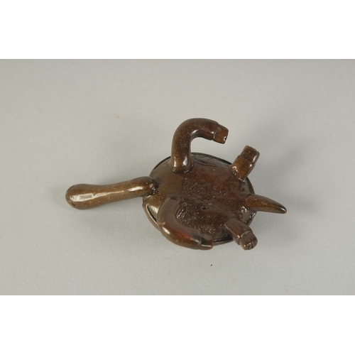 76 - A JAPANESE BRONZE OKIMONO OF A TORTOISE, 8cm long.