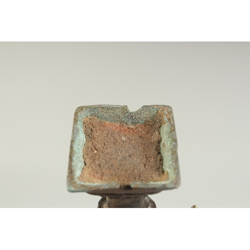 91 - A BRONZE STANDING BUDDHA, 22cm high.