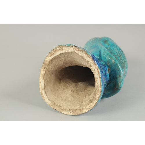 96 - A LARGE CHINESE TURQUOISE / BLUE GLAZED POTTERY CRANE, 39.5cm high.