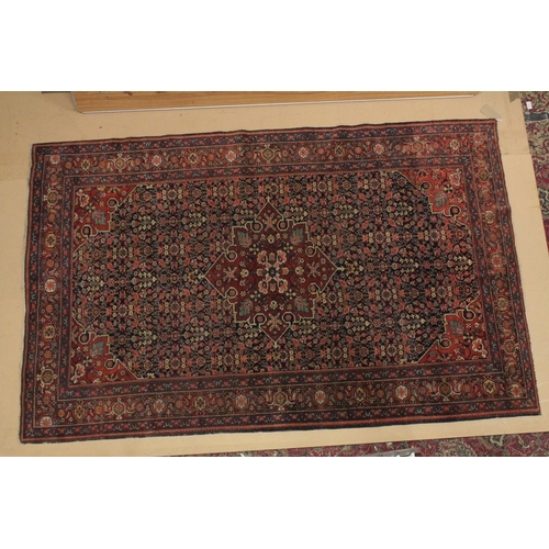 1004 - A GOOD PERSIAN PART SILK RUG blue and red ground with stylised floral design. 6ft 11ins x 4ft 4ins.... 