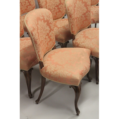 1009 - A SUPERB SET OF TEN 19TH CENTURY HEPPLEWHITE DINING CHAIRS, two with arms, with padded seats and bac... 