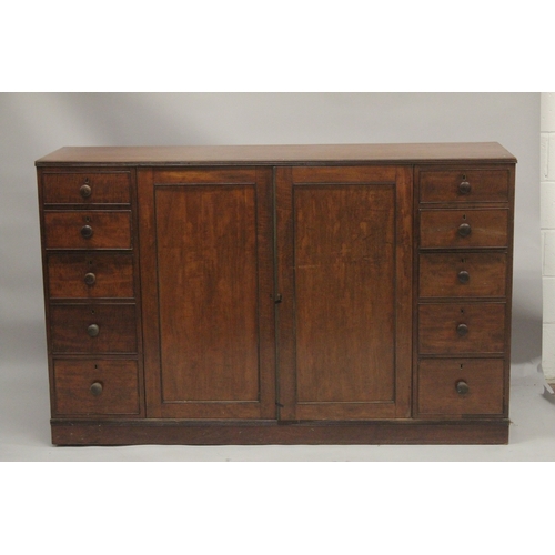 1010 - A GOOD LARGE GILLOW MODEL MAHOGANY CHEST AND CLOTHES PRESS with plain top, double panel doors to the... 