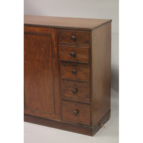 1010 - A GOOD LARGE GILLOW MODEL MAHOGANY CHEST AND CLOTHES PRESS with plain top, double panel doors to the... 