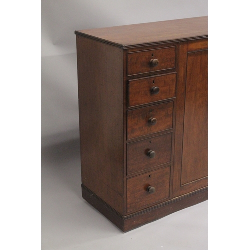 1010 - A GOOD LARGE GILLOW MODEL MAHOGANY CHEST AND CLOTHES PRESS with plain top, double panel doors to the... 