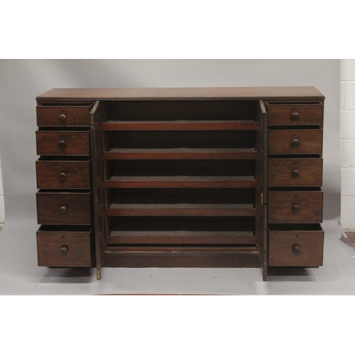 1010 - A GOOD LARGE GILLOW MODEL MAHOGANY CHEST AND CLOTHES PRESS with plain top, double panel doors to the... 