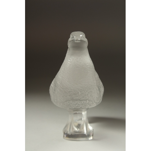 1071 - A FROSTED GLASS LALIQUE PARTRIDGE. Signed, Lalique France. 6.5ins high.