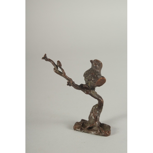 1170 - A BRONZE BIRD in a tree.  3.5ins high.