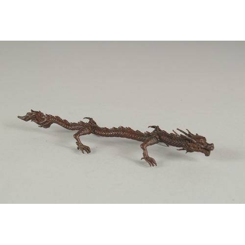 1173 - A LARGE BRONZE DRAGON.  6ins long.