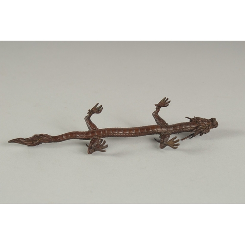 1173 - A LARGE BRONZE DRAGON.  6ins long.