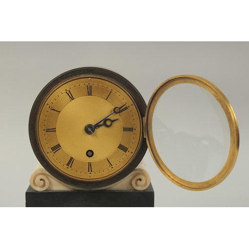 1208 - A VERY GOOD REGENCY MARBLE CASED CLOCK with gilt dial. Signed Henry Berkley Esq.. 4.5ins diameter.... 