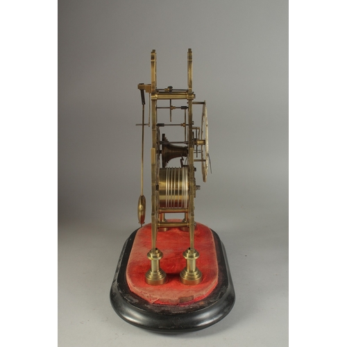 1220 - A GOOD VICTORIAN BRASS CATHEDRAL SKELETON CLOCK with fussee movement and silvered dial. 13ins high o... 