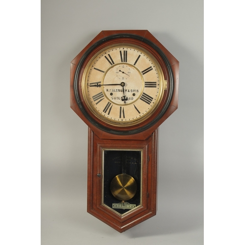 1221 - A VICTORIAN MAHOGANY WALL CLOCK by R. SALSBURY & SONS, GUILDFORD, manufactured by ANSONIA CLOCK CO. ... 