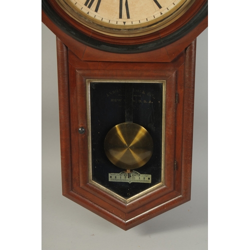 1221 - A VICTORIAN MAHOGANY WALL CLOCK by R. SALSBURY & SONS, GUILDFORD, manufactured by ANSONIA CLOCK CO. ... 