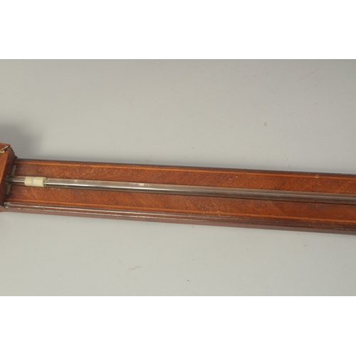 1226 - A GEORGE III MAHOGANY STICK BAROMETER by POCHAINE 37ins long.