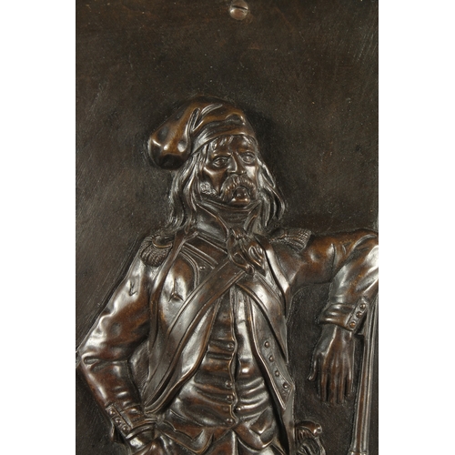 1249 - ARMAND LE VEEL (1821 - 1905). A GOOD BRONZE PLAQUE, FRENCH NAPOLEONIC INFANTRY , 93rd Regiment Corps... 