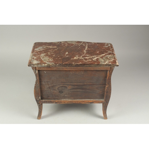 1292 - A VERY GOOD APPRENTICE'S LOUIS XVTH STYLE TWO DRAWER COMMODE with two drawers, metal handles, with v... 