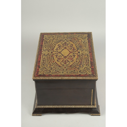 1293 - A VERY GOOD BOULLE FITTED WRITING BOX with sliding drawer and fitted interior. Taulin Falot, 131 Pal... 