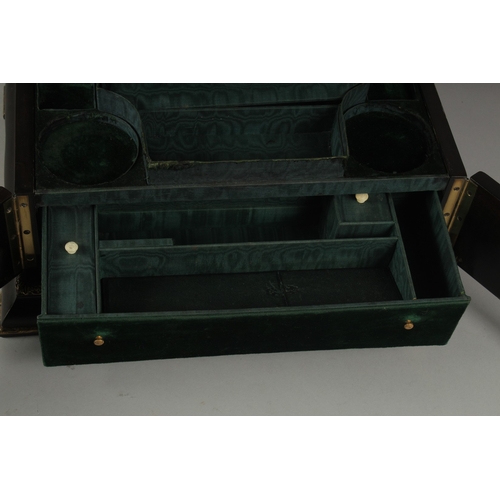 1293 - A VERY GOOD BOULLE FITTED WRITING BOX with sliding drawer and fitted interior. Taulin Falot, 131 Pal... 