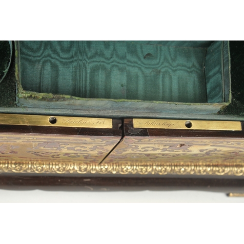 1293 - A VERY GOOD BOULLE FITTED WRITING BOX with sliding drawer and fitted interior. Taulin Falot, 131 Pal... 