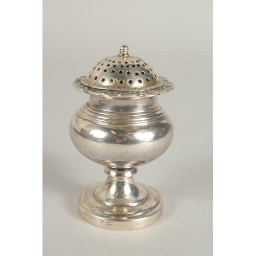 1439 - A GEORGE III SILVER PEPPERETTE engraved 