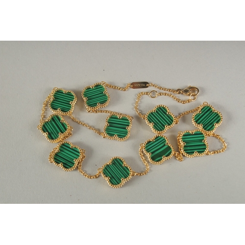 1583 - A SILVER GILT MALACHITE NECKLACE.