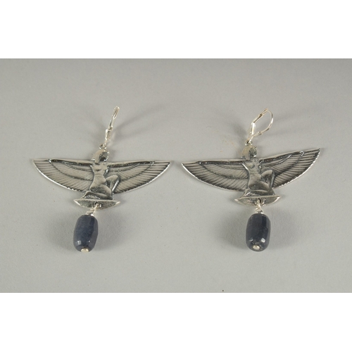 1590 - A PAIR OF DECO STYLE SILVER EARRINGS.