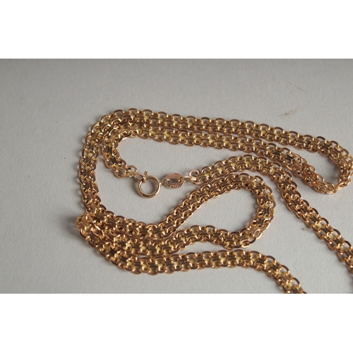 1597 - A 9CT GOLD CHAIN. 18ins long, 10gms.