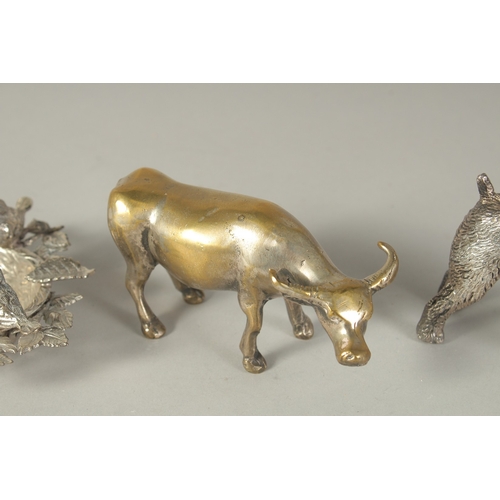 1684 - A CAST DOG, A BOWL AND A COW. (3).