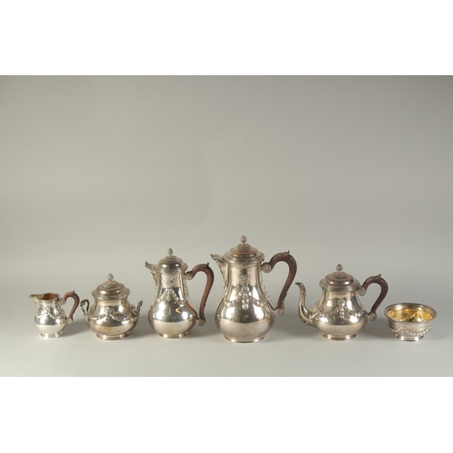 1707 - A GOOD FRENCH SILVER SIX PIECE TEA AND COFFEE SET, stamped BOINTABURET A PARIS. Comprising: coffee p... 