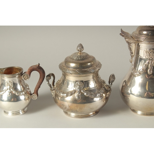 1707 - A GOOD FRENCH SILVER SIX PIECE TEA AND COFFEE SET, stamped BOINTABURET A PARIS. Comprising: coffee p... 