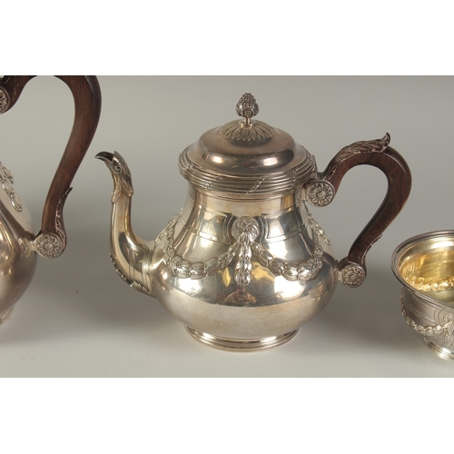 1707 - A GOOD FRENCH SILVER SIX PIECE TEA AND COFFEE SET, stamped BOINTABURET A PARIS. Comprising: coffee p... 