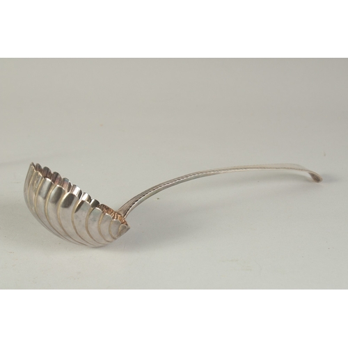 1716 - A GEORGE III BRIGHT CUT SILVER SHELL LADLE. London 1767.