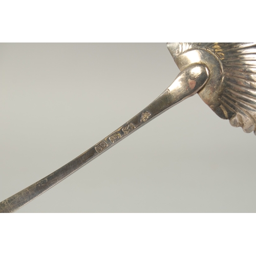 1716 - A GEORGE III BRIGHT CUT SILVER SHELL LADLE. London 1767.