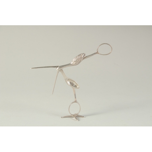 1757 - AN UNUSUAL PAIR OF GEORGE III STORK TWEEZERS OR SCISSORS. London 1790