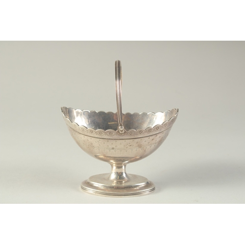 1760 - A GEORGE III SILVER BOAT SHAPE SUGAR BASKET, chased body and swing handle. London 1790.  Maker:  C. ... 