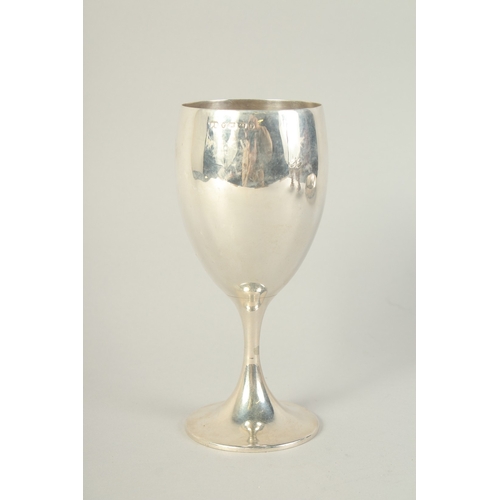 1764 - A PLAIN SILVER GOBLET,  ELKINGTON, Birmingham, 1879. 6.75ins high.