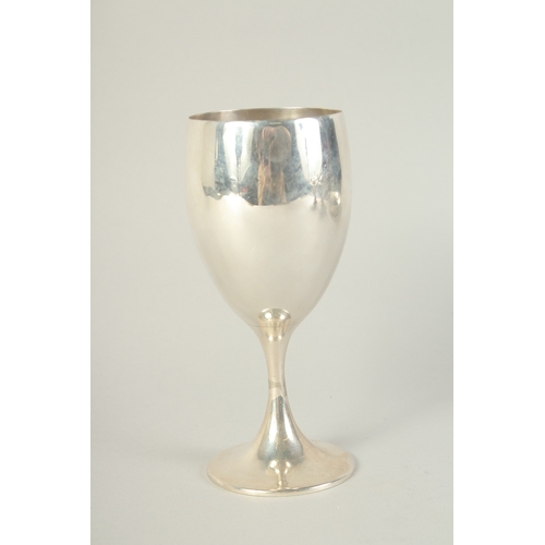 1764 - A PLAIN SILVER GOBLET,  ELKINGTON, Birmingham, 1879. 6.75ins high.