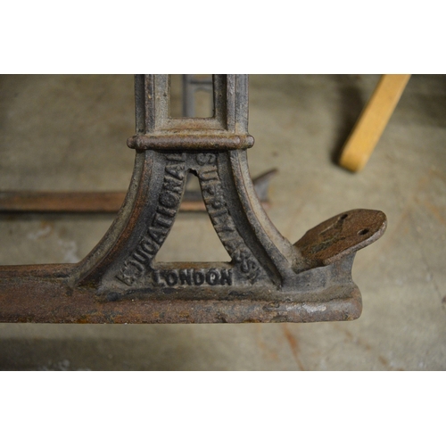 123 - An old pine and cast iron school desk.