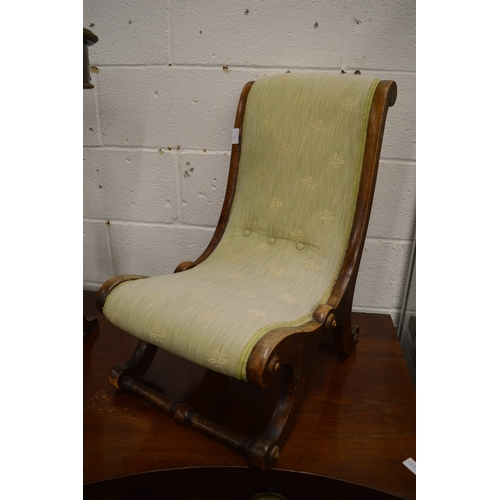 174 - A Victorian child's chair and a slipper chair.