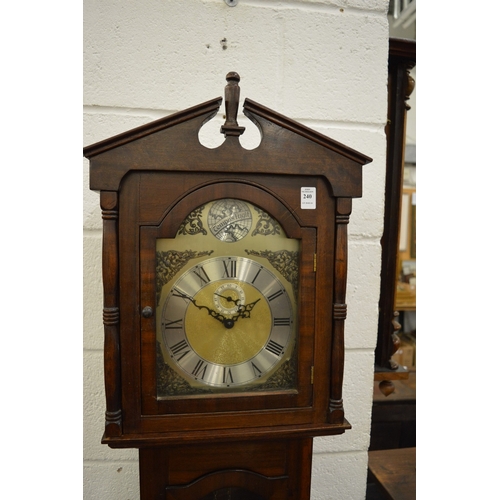 240 - A reproduction mahogany longcase clock.