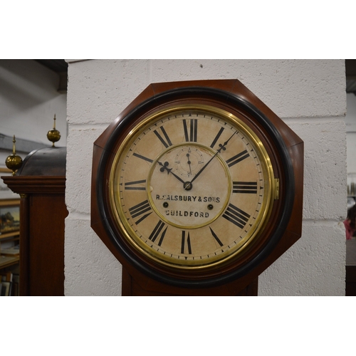 241 - A drop dial wall clock, the dial signed R Salisbury & Sons, Guildford.