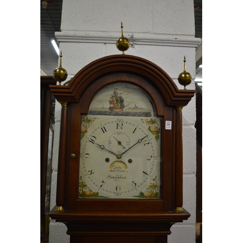 249 - A good 19th century mahogany longcase clock, the painted arched dial signed B Joseph, Swansea.