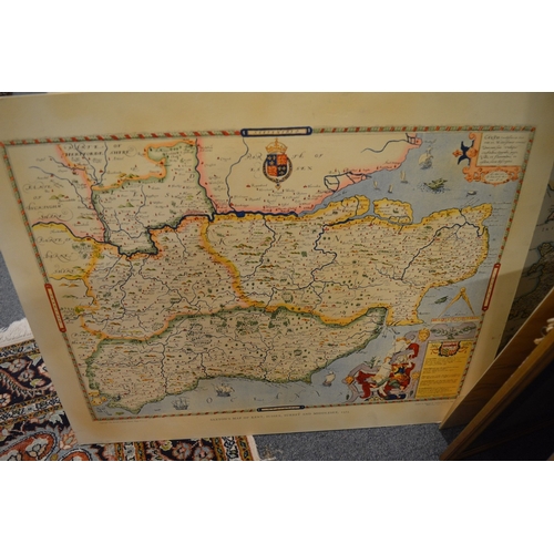 335 - Seven various maps, mostly framed.