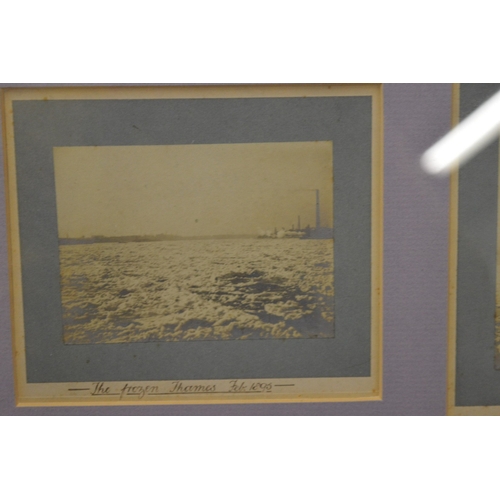 344 - A set of three photographs depicting the frozen Thames, February 1895, mounted as one together with ... 